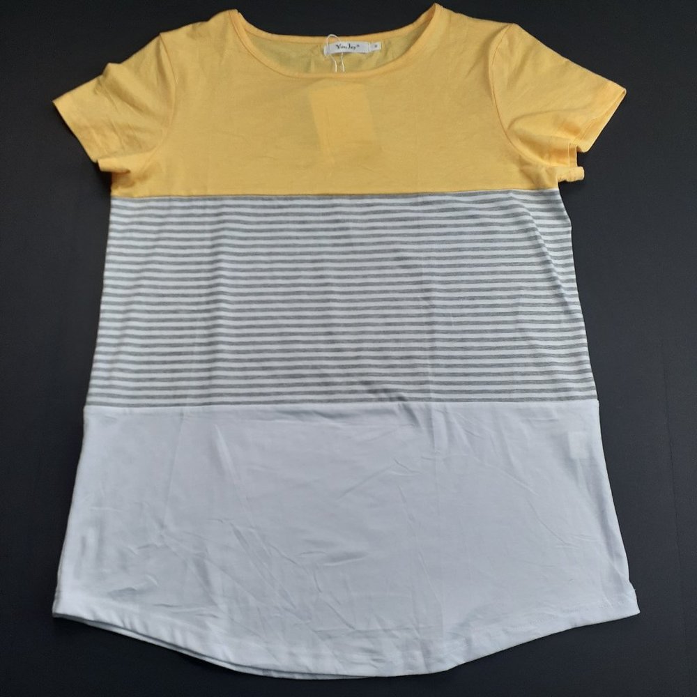 YunJey Yellow Color Block T-Shirt